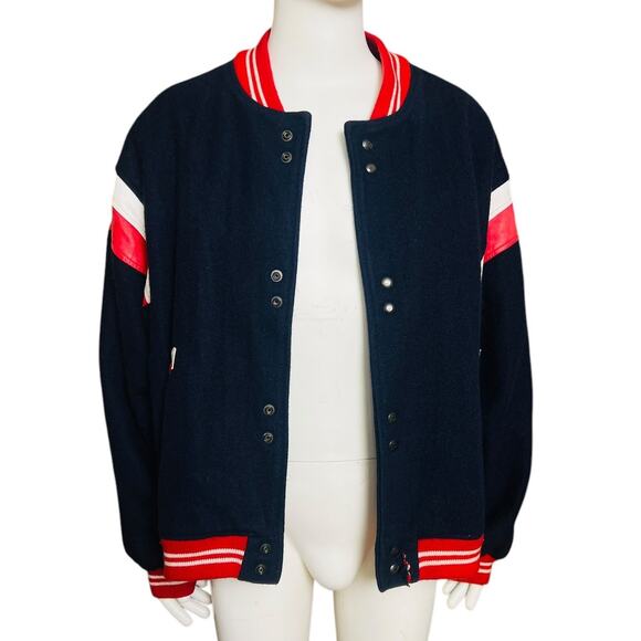 Mac Douglas Vintage Bomber Wool and Leather Jacket Size XXL Snaps Closure - Picture 6 of 11